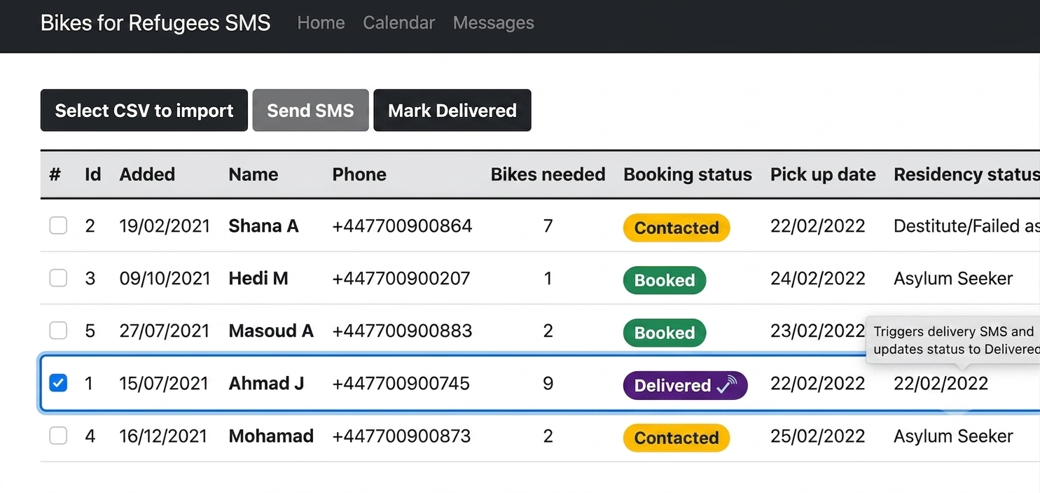 Delivery confirmation feature