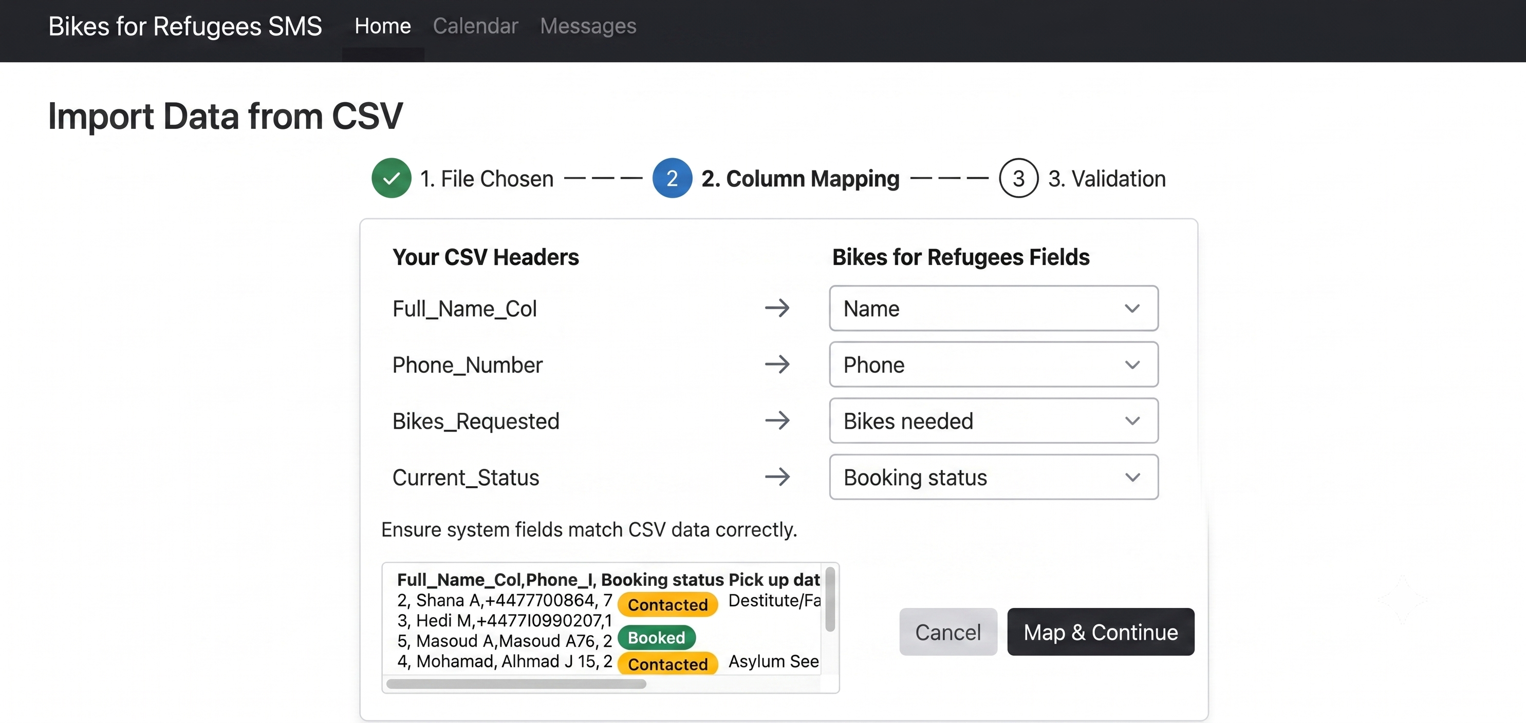 CSV upload feature